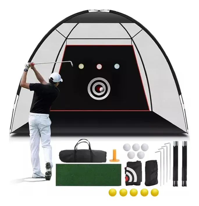 jugar golf en casa kit y red de práctica