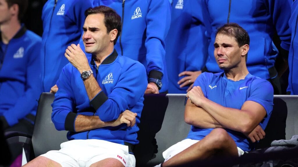 laver cup 2022 roger federer rafael nada llorando